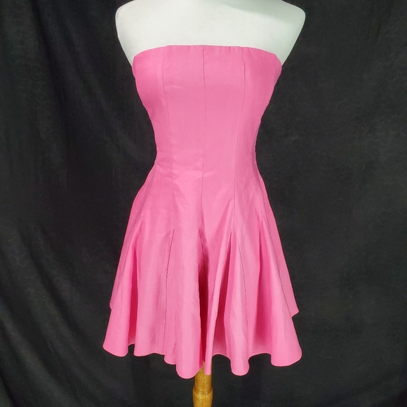 Milly Cameron Solid Linen Strapless Dress size 2 Pink Party Legally Blonde - Picture 6 of 15